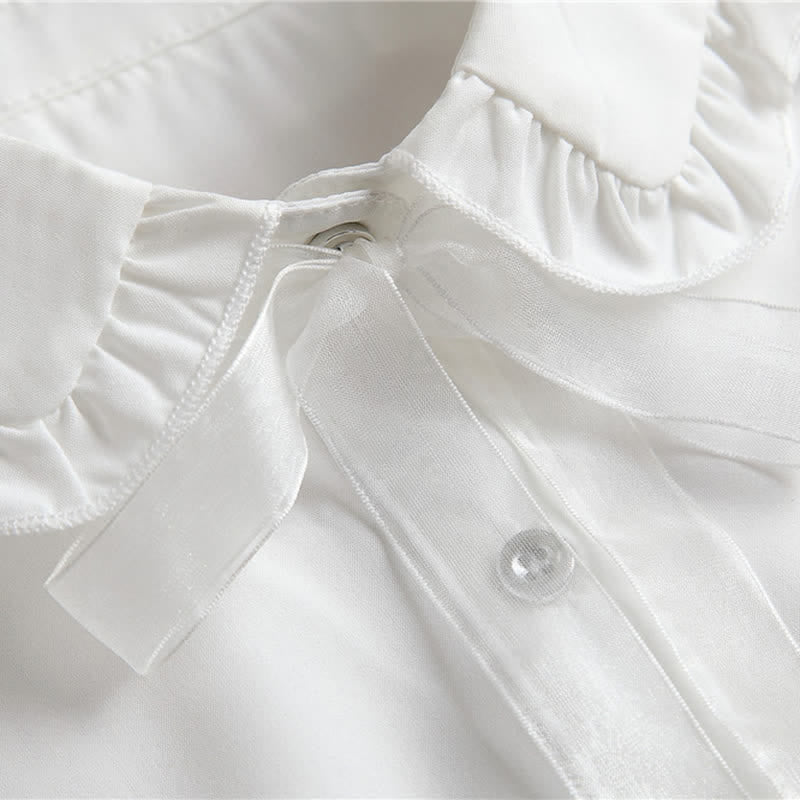 Colletto finto da donna con volant e fiocco removibile - image 5