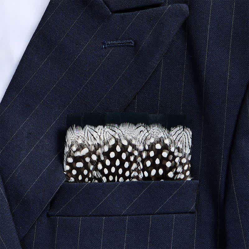 Fazzoletto da taschino con piume di faraona a pois bianchi e neri - Bianco e nero - image 0