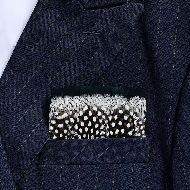 Fazzoletto da taschino con piume di faraona a pois bianchi e neri - Bianco e nero - image 0