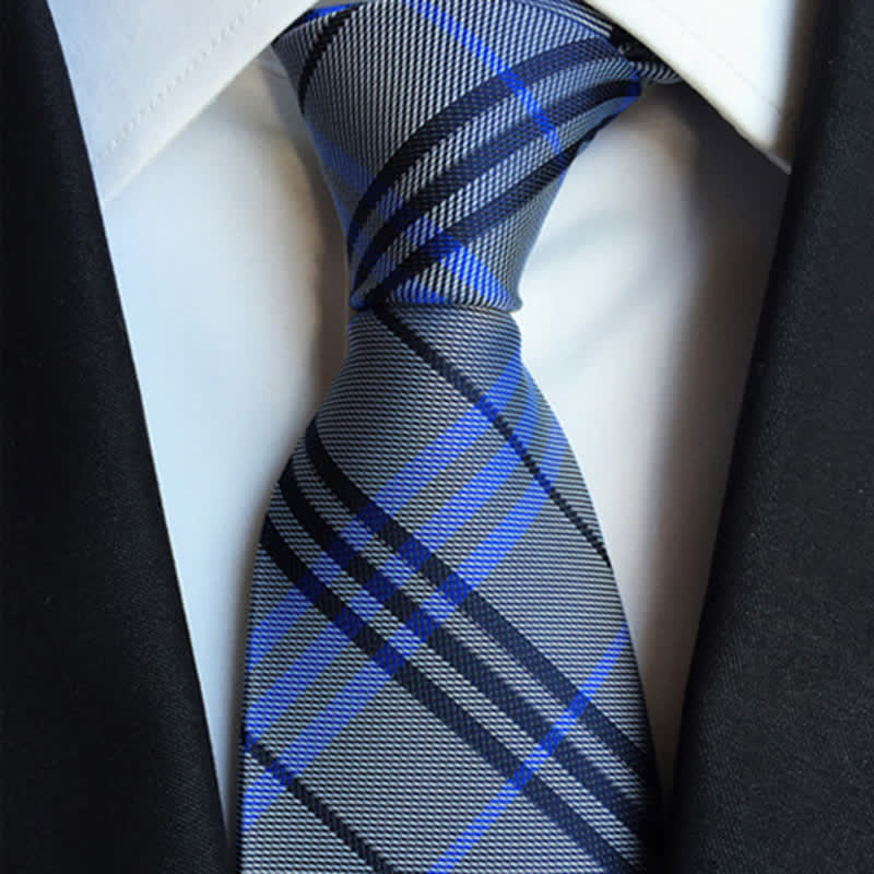 Cravatta a quadri da uomo Modernity Business - Grigio e blu - image 2