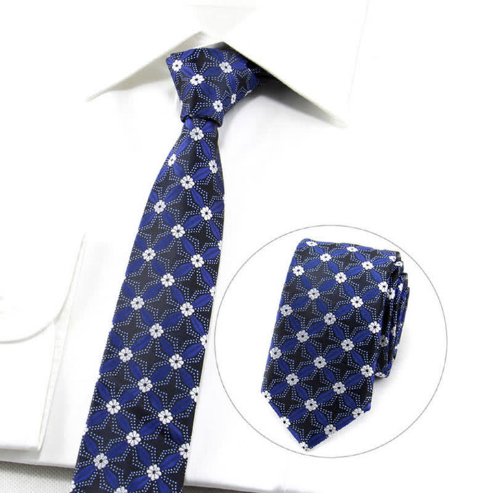 Cravatta geometrica con ricamo floreale da uomo - image 1
