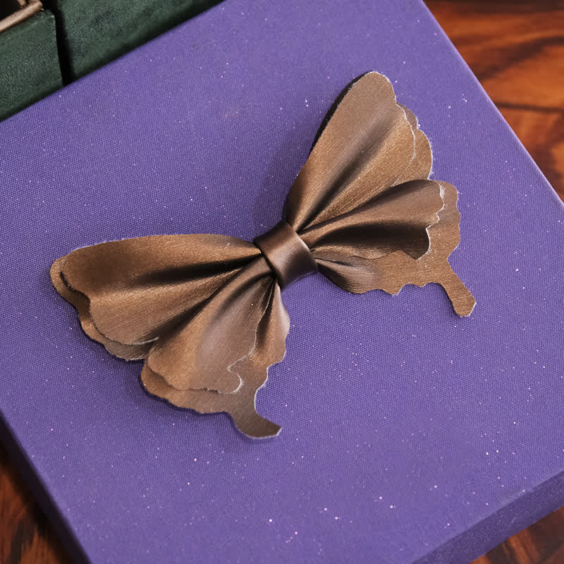 Papillon da uomo in pelle conciata al vegetale a forma di farfalla - Marrone - image 5