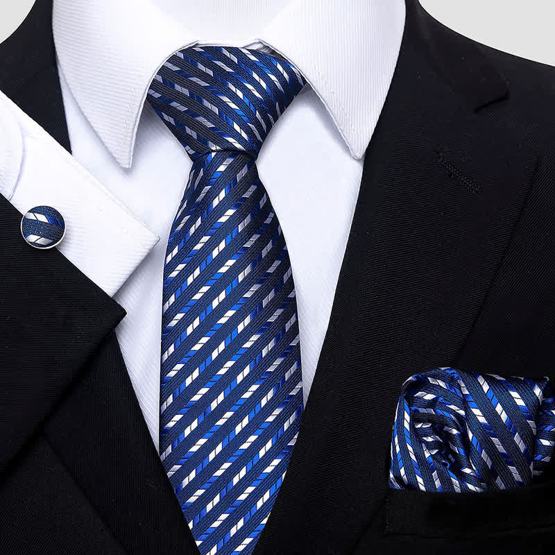 Set di 3 cravatte a righe con geometria da uomo - Marina Militare - image 2
