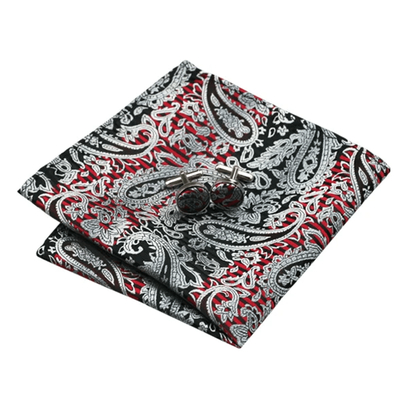 Set di 3 cravatte da uomo con motivo Paisley, rosso e nero - image 2