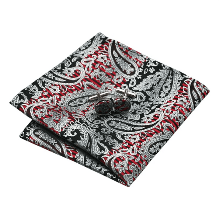 Set di 3 cravatte da uomo con motivo Paisley, rosso e nero - image 2