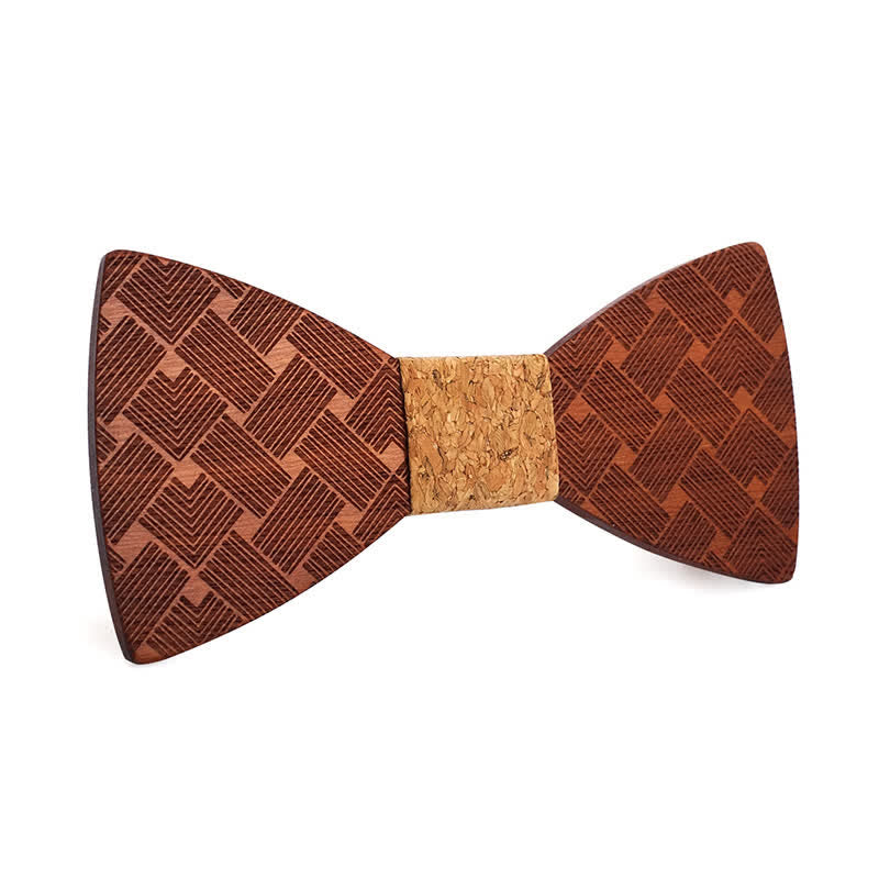 Papillon in legno con motivo intrecciato da uomo - Sughero - image 0
