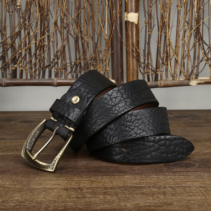 Cintura in pelle con motivo retrò in pelle di yak da uomo - image 10