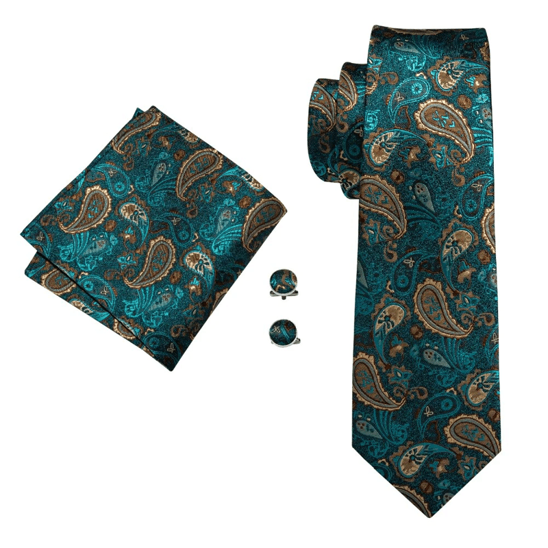Set di cravatte Paisley da uomo Lake Blue 3 pezzi - image 1