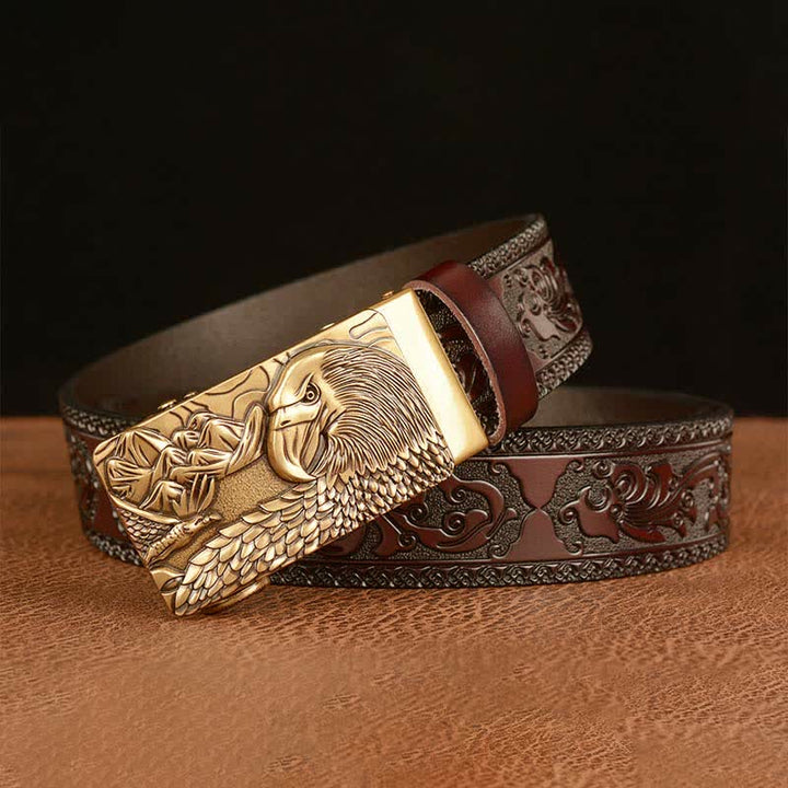 Cintura in pelle da uomo con aquila animale e paesaggio - image 2