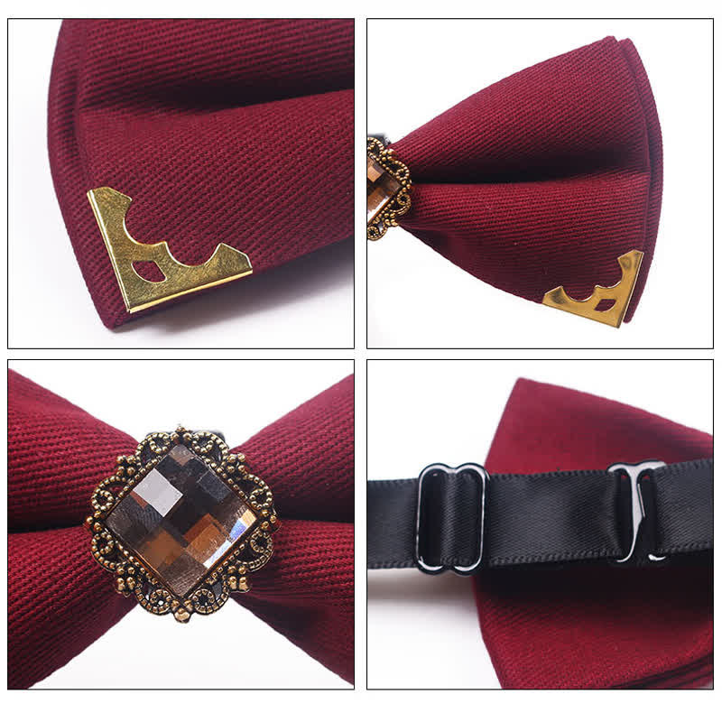 Papillon da uomo in cotone con bordo dorato e gemma - image 2