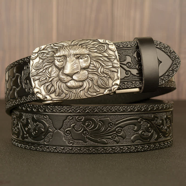 Cintura in pelle da uomo con testa di leone - Argento e nero - 46 - image 18