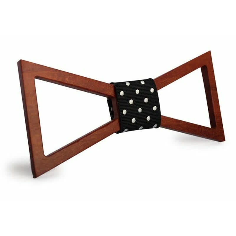 Papillon classico da uomo in legno con cornice - Pois neri - image 0