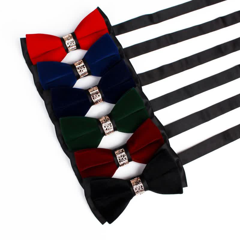 Papillon in velluto patchwork con strass da uomo - image 0