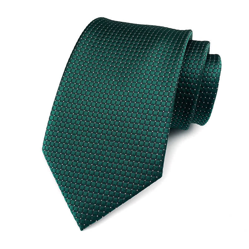 Cravatta da ufficio a quadri sottili in tinta unita da uomo - Verde - image 10