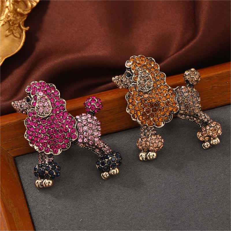 Spilla da donna a forma di barboncino con strass - image 2
