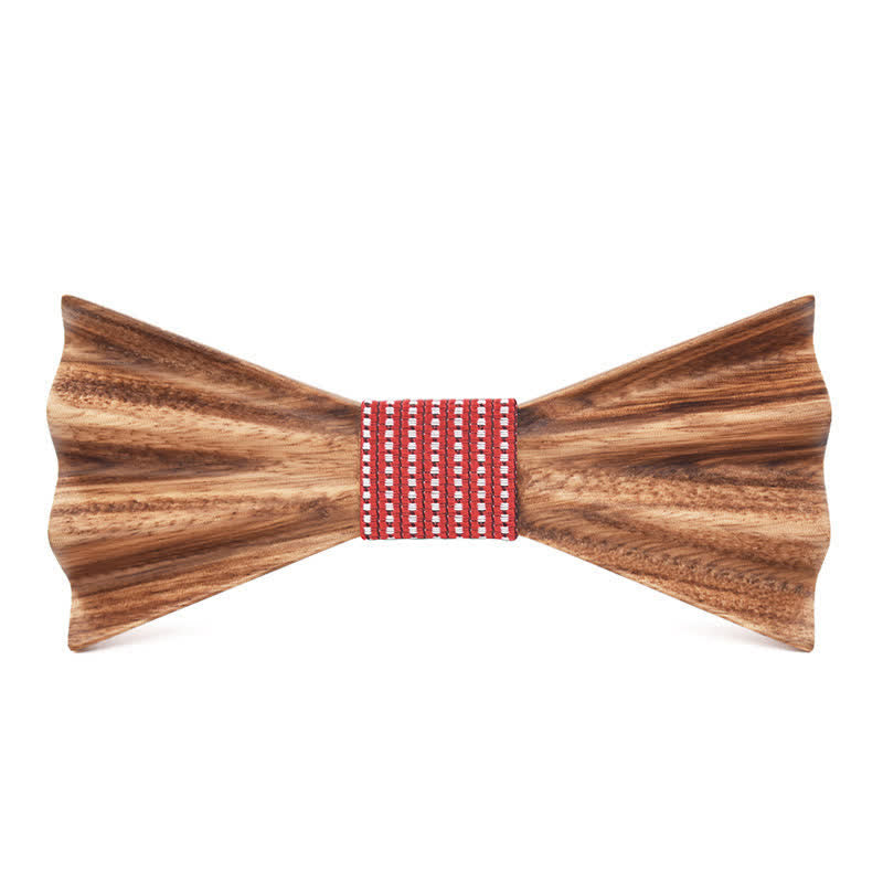Papillon in legno piegato 3D stereo marrone da uomo - Rosso - image 4