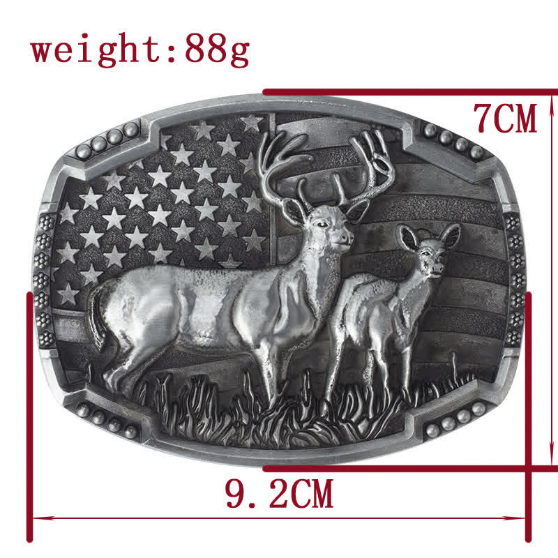 Cintura in pelle con fibbia della bandiera americana da cacciatore di cervi fai da te da uomo - image 5