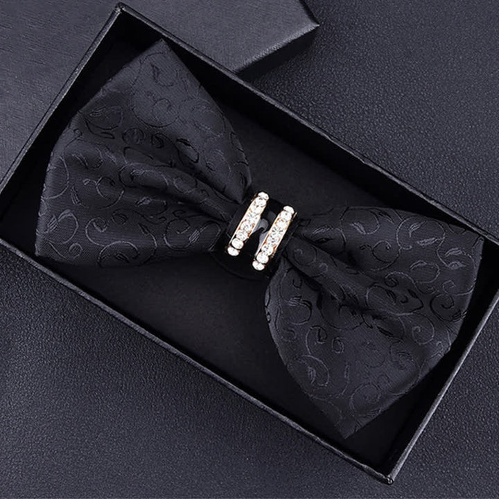 Papillon da uomo con motivo floreale Paisley a righe e strass - Vite nera - image 15