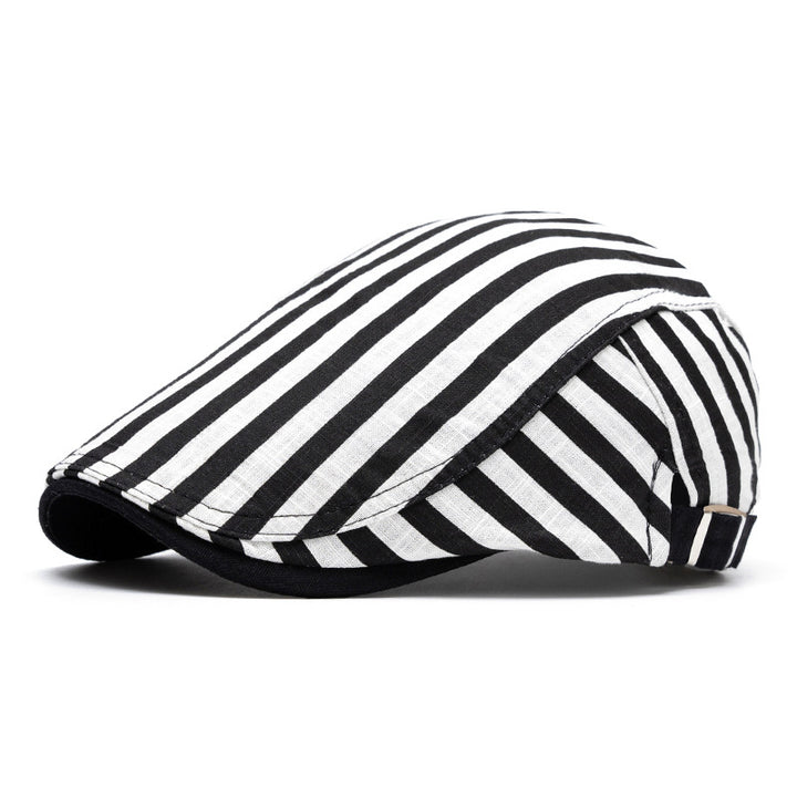 Cappello basco a righe e quadri in puro cotone, moda primavera ed estate - Striscia beige - Regolabile (22"-24") - image 16
