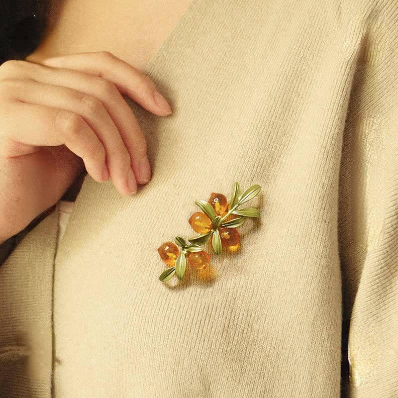 Spilla pastorale da donna con frutti di bosco arancioni - image 1