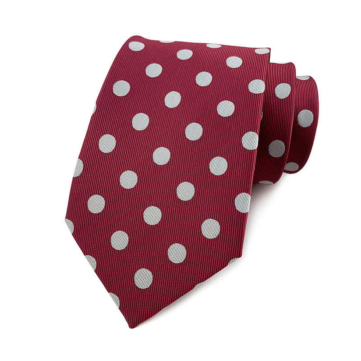 Cravatta a pois da uomo - Punti medi - Borgogna e Bianco - image 27