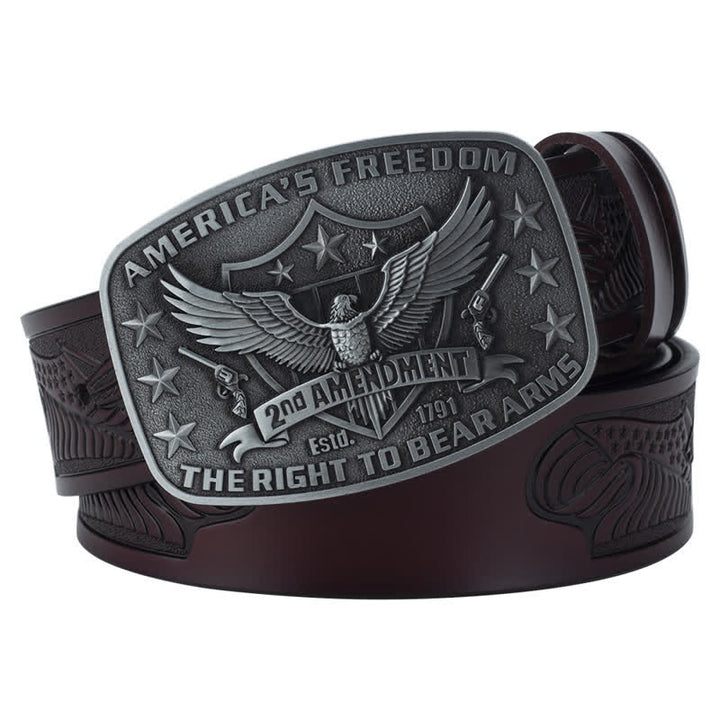 Cintura in pelle retrò da uomo con aquila America's Freedom - Caffè / Grigio - 46 - image 8