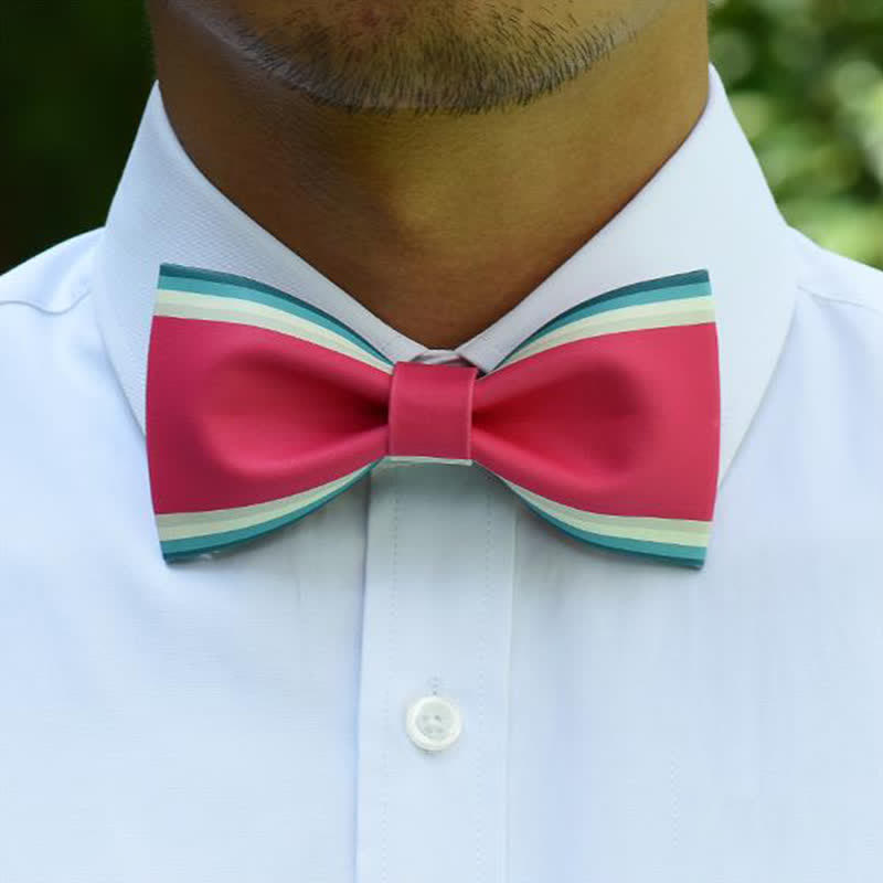 Papillon a righe rosa e verdi da uomo - image 1