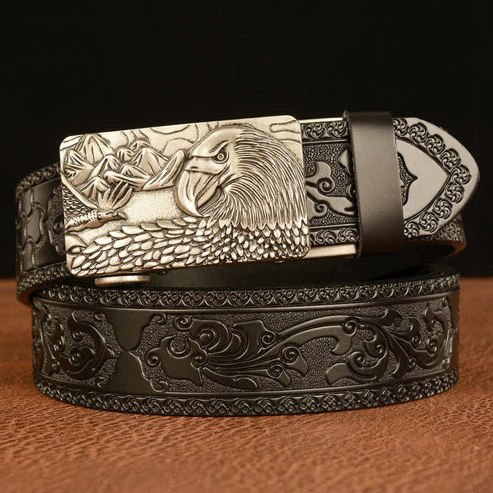 Cintura in pelle da uomo con aquila animale e paesaggio - Argento e nero - 46 - image 16