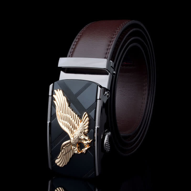 Cintura in pelle con fibbia automatica Animal Eagle da uomo - Oro e marrone - 46 - image 12