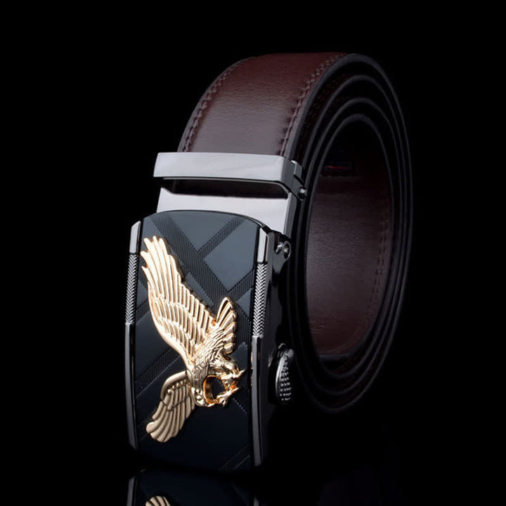 Cintura in pelle con fibbia automatica Animal Eagle da uomo - Oro e marrone - 46 - image 12