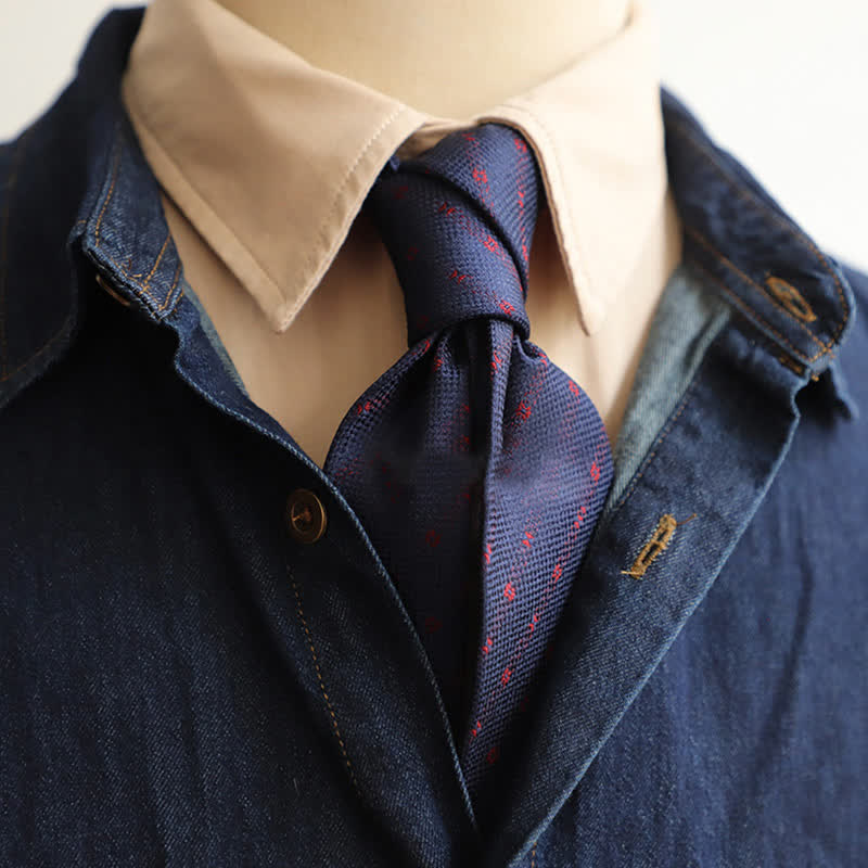Cravatta da uomo con pois e piccoli fiori - Floreale blu navy - image 6