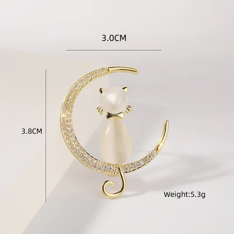 Spilla da donna a forma di gattino con luna e menisco - image 7