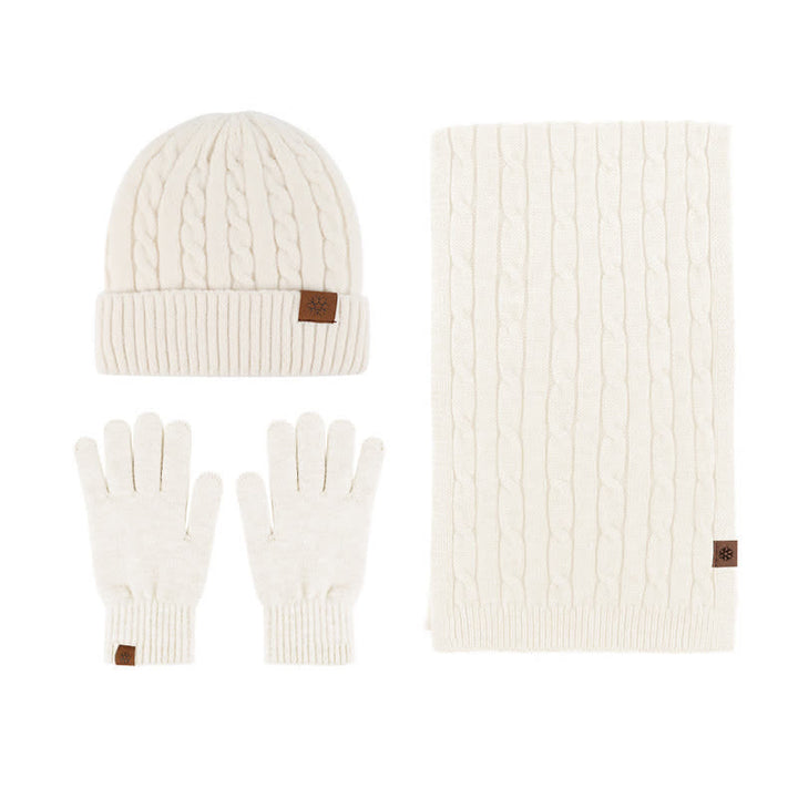 Set di 3 pezzi unisex di caldo cappello sciarpa guanti - Avorio - Regolabile (21 1/4"-22 7/8") - image 19