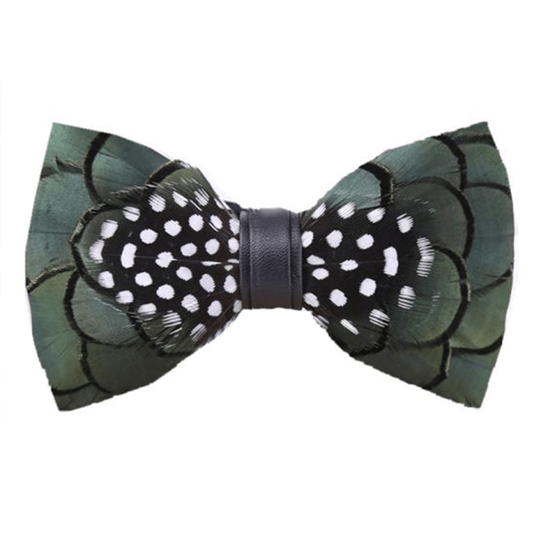 Papillon con piume verde scuro chic per bambini con spilla da bavero - Adulto - image 1