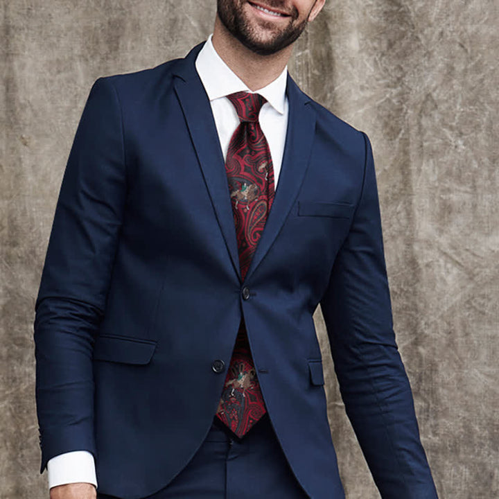 Cravatta da uomo bordeaux con motivo Paisley da equitazione - image 2
