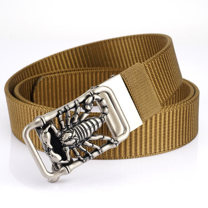 Cintura semplice in nylon con Scorpione Re da uomo - Cachi / Argento - 48" - image 18