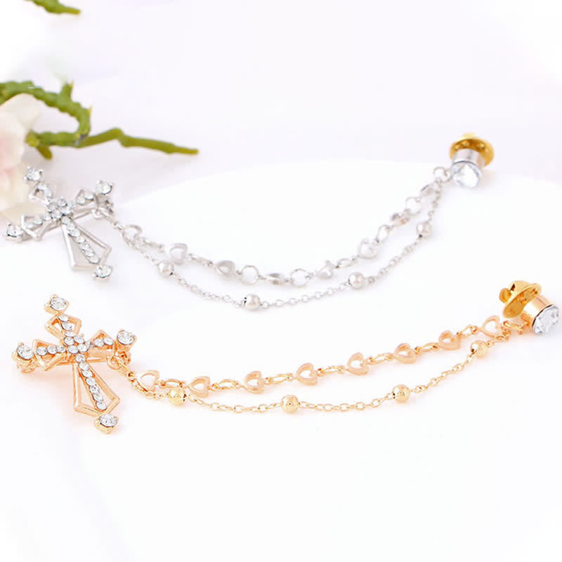 Spilla da uomo con strass a croce e nappe nobili - image 5