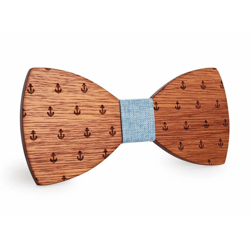 Papillon in legno con ancora da barca nautica da uomo - Blu - image 0