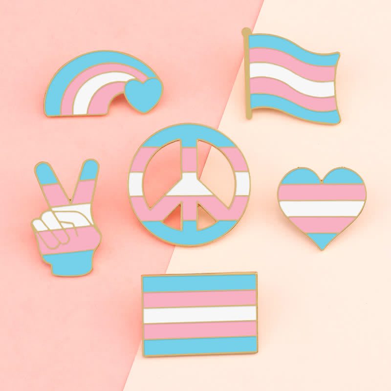 Spilla con bandiera arcobaleno rosa e blu Pride Day da 6 pezzi - image 1