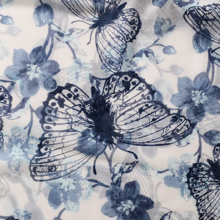 Sciarpa sottile con nappe floreali a farfalla da donna - image 3