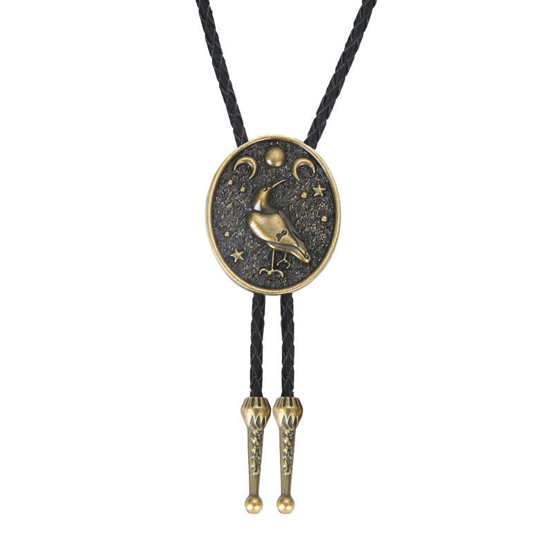 Semplice cravatta Bolo con stelle, luna e uccello alla moda - Oro antico - image 0