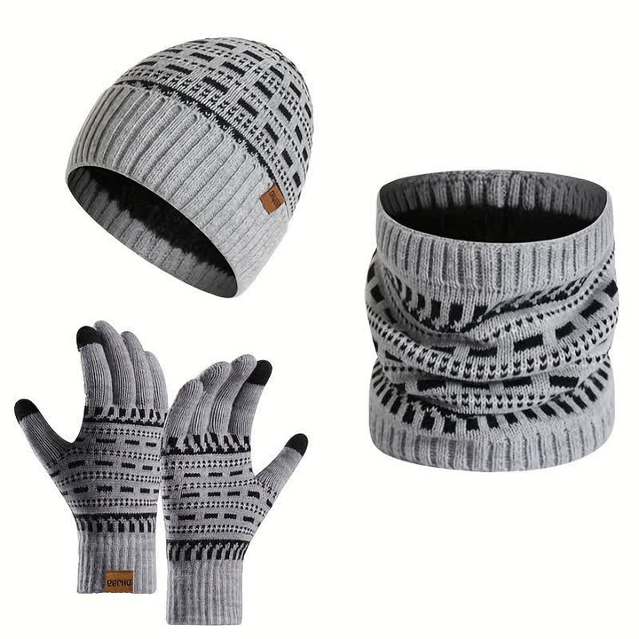 Set di 3 cappelli, sciarpe e guanti a doppio strato in maglia - image 3