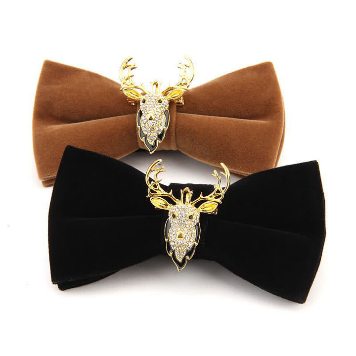 Papillon natalizio in velluto con strass e testa di alce da uomo - image 0