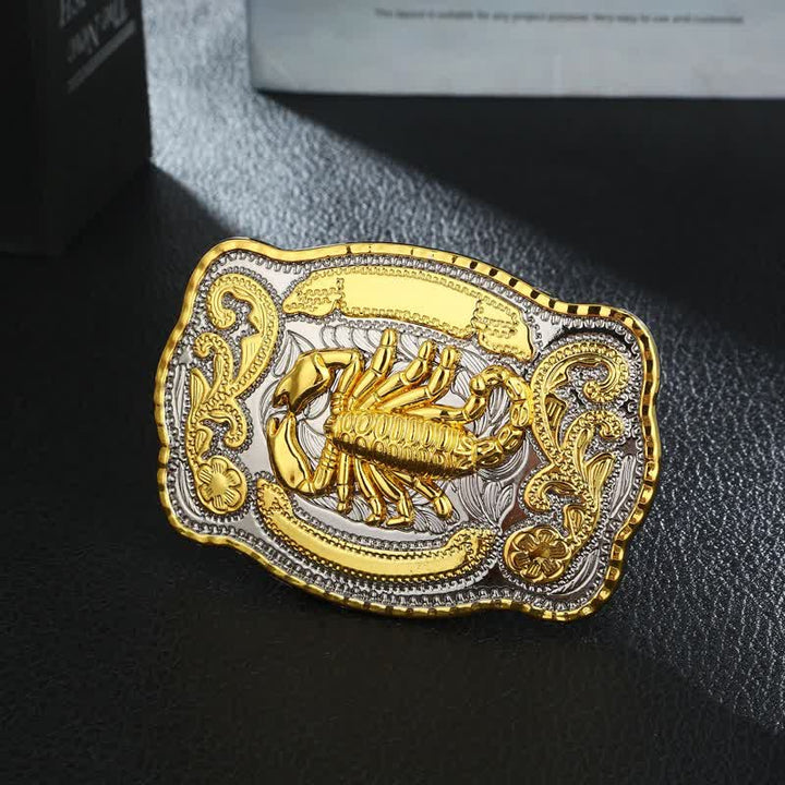 Cintura in pelle con fibbia a forma di scorpione dorato fai da te da uomo - Rettangolare - Senza cintura - image 0