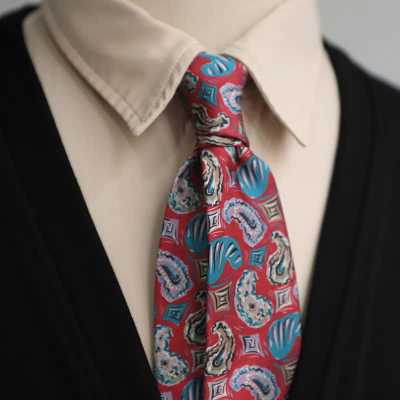 Cravatta da uomo con stampe Paisley rosa e blu - Rosa - image 0