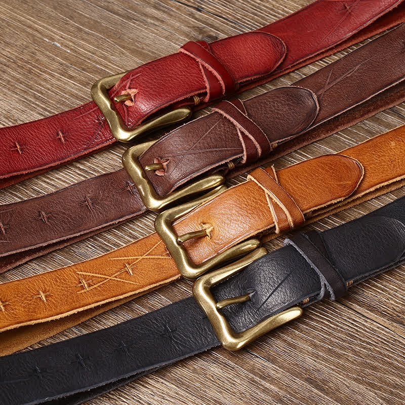 Cintura in pelle vintage da uomo con intaglio crack - image 1