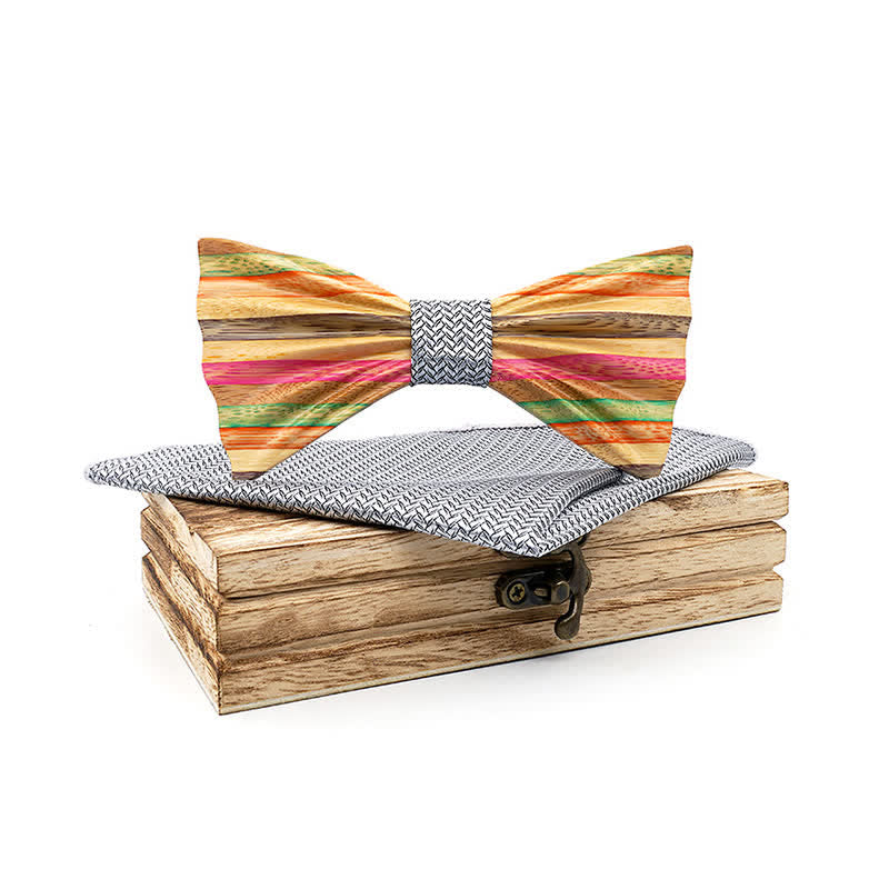 Set di 2 papillon in legno con effetto arricciato arcobaleno da uomo - Grigio - image 8