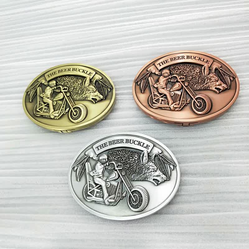 Cintura in pelle con fibbia porta birra creativo fai da te per motocicletta da uomo - image 4