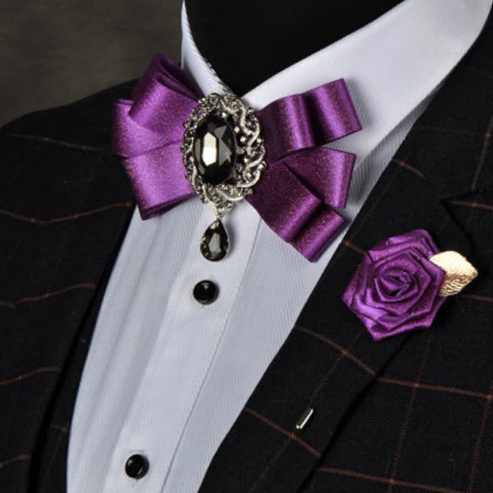 Set di 3 papillon colorati con strass neri - Viola - image 0