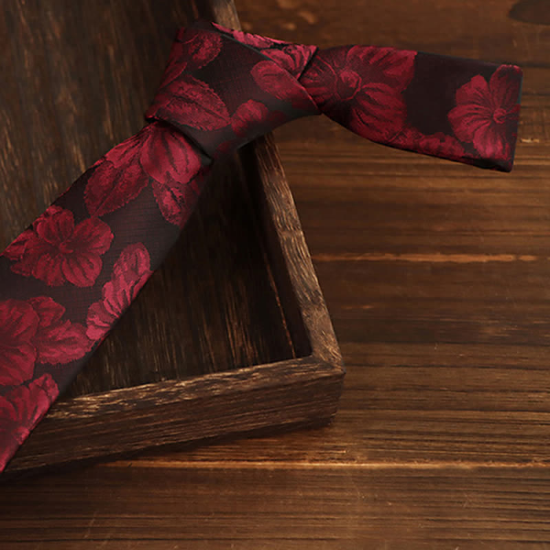 Set di 2 cravatte floreali bordeaux da uomo - image 1